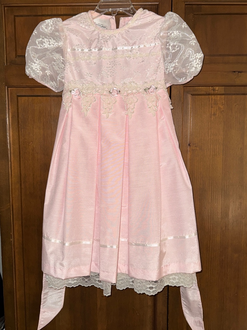 Vintage Bonnie Jean Dress - Girls 4 Baby Pink Lace Formal Special Occassion EXC